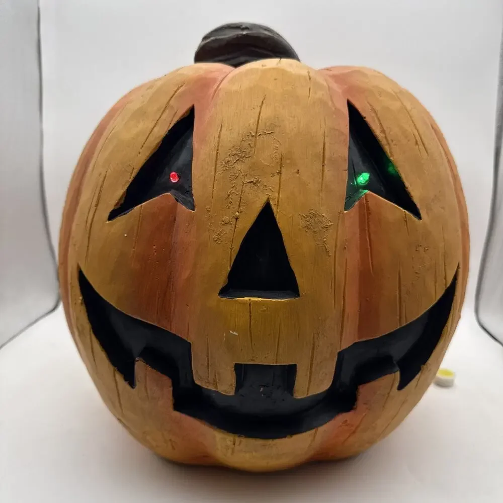 15” Lighted Color Changing Led Eyes Jack-O’-Lantern Old Time Pottery In Orig Box